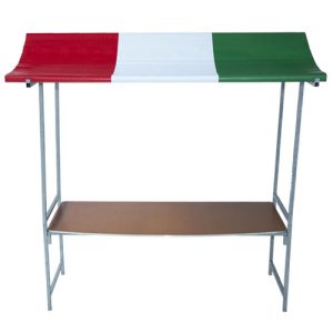 marktkraam 2mtr groen / wit / rood 206x150cm (blad 200x78cm) hoogte 235cm