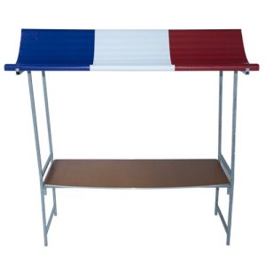 marktkraam 2mtr rood / wit / blauw 206x150cm (blad 200x78cm) hoogte 235cm