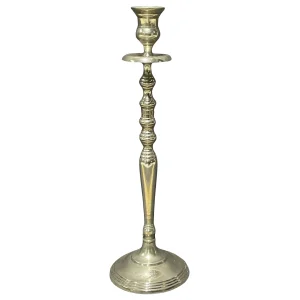 kandelaar enkel zilverkleurig hoogte 60cm tbv kaars 22mm