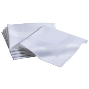servet linnen wit 50x50cm met atlasband per verpakking 10 stuks
