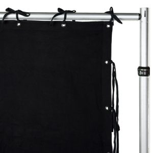 backdrop 300x250cm (bxh) en 250x300cm (bxh) zwart molton ogen aan 300 en 250cm zijde