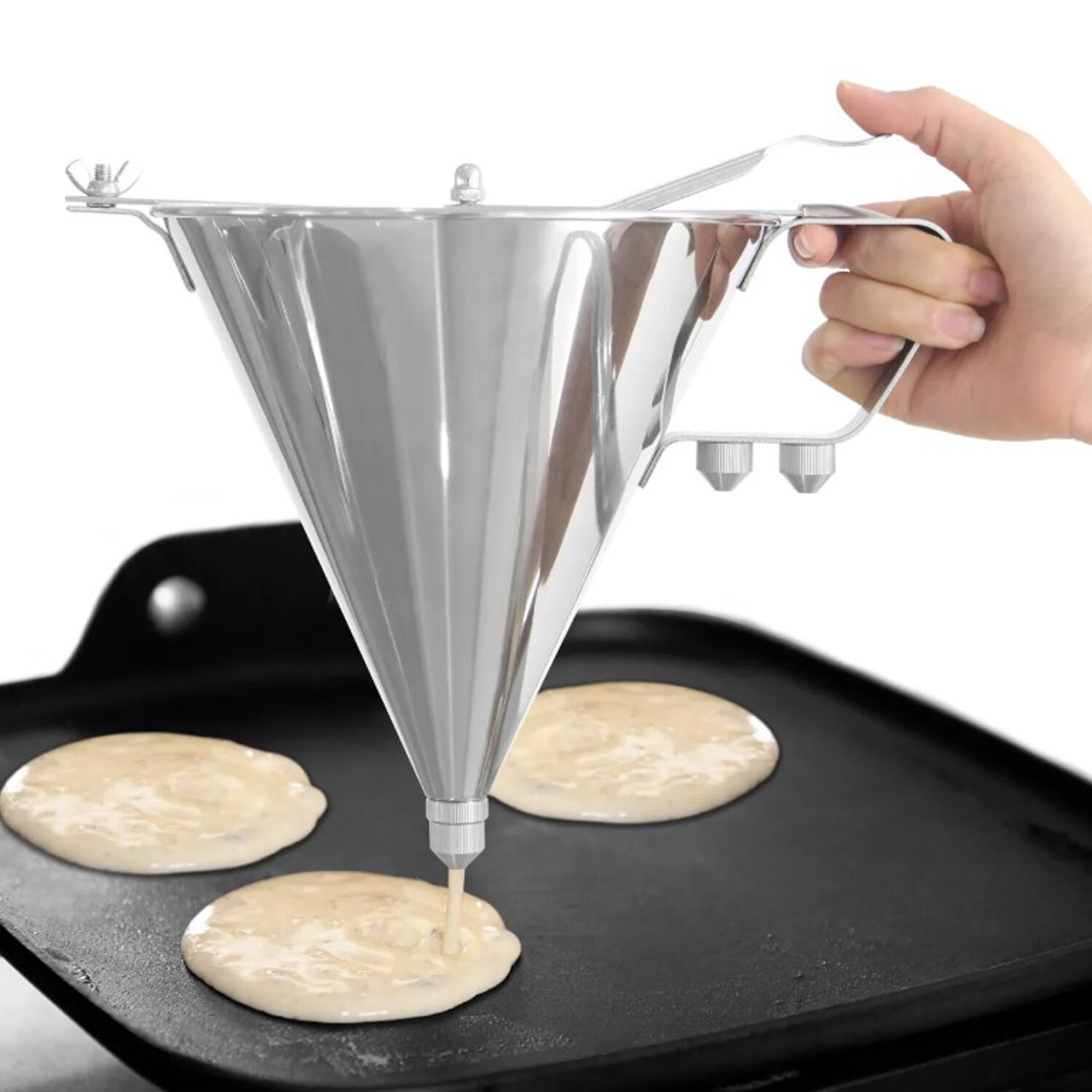 fondanttrechter tbv poffertjes-/crêpe bakplaat met standaard fondanttrechter tbv poffertjes-/crêpe bakplaat met standaard