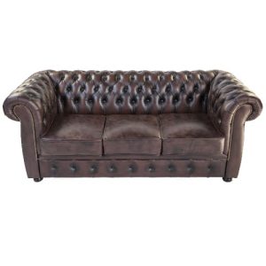 chesterfield bank 3-zits bruin zithoogte 46cm