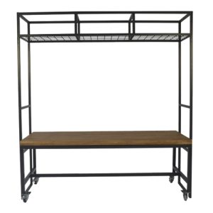 frame met dinertafel rollend Steel Oak, bovenblad hout 216x80cm hoogte 235cm
