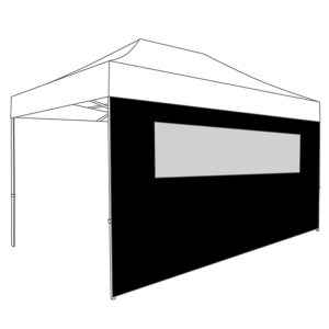 4,5mtr zijwand pvc zwart met raam tbv partytent
