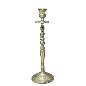 kandelaar enkel zilverkleurig hoogte 42cm tbv kaars 22mm
