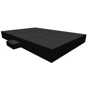 podium 6x4mtr (bxd) hoogte 60cm inclusief opstapje en afrokking zwart