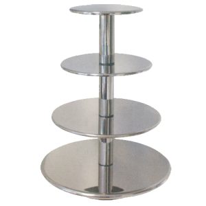 taartstandaard etagère 4 laags rvs (20-26-32-40cm) hoogte 53cm