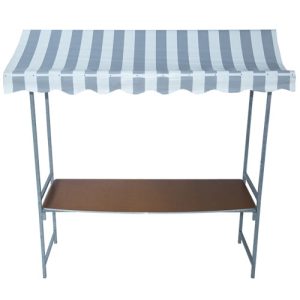 marktkraam 2mtr grijs / wit 206x150cm (blad 200x78cm) hoogte 235cm