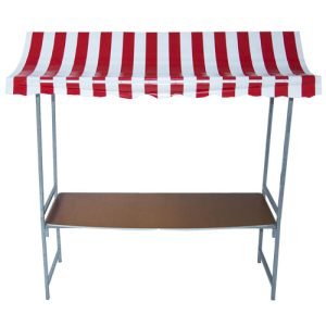 marktkraam 2mtr rood / wit 206x150cm (blad 200x78cm) hoogte 235cm