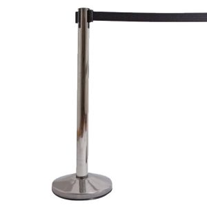 afzetpaal zilver met rekkoord maximaal 200cm zwart, hoogte 92cm