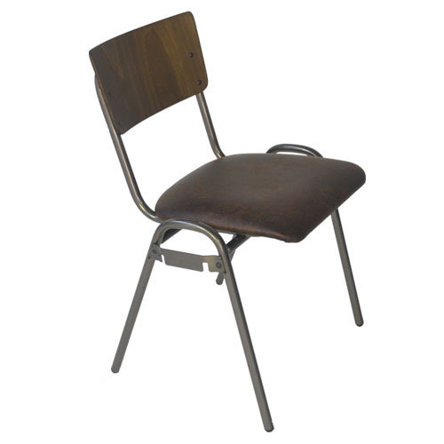 stoel vintage zitting leder koppelbaar zithoogte 48cm stoel vintage zitting leder koppelbaar zithoogte 48cm