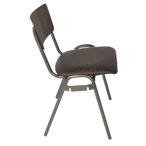 stoel vintage zitting leder koppelbaar zithoogte 48cm stoel vintage zitting leder koppelbaar zithoogte 48cm