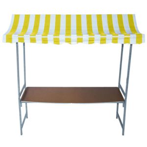marktkraam 2mtr geel / wit 206x150cm (blad 200x78cm) hoogte 235cm