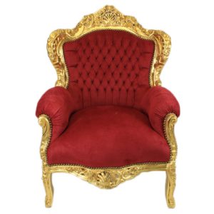 sinterklaasstoel rood/goud 75x75x120cm(bxdxh) zithoogte 50cm