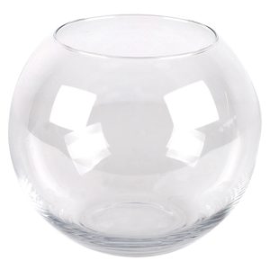 bolvaasje klein helder glas 10cm rond, hoogte 8cm