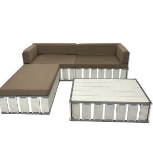 Bounge white loungeset met kussens taupe zithoogte 45cm