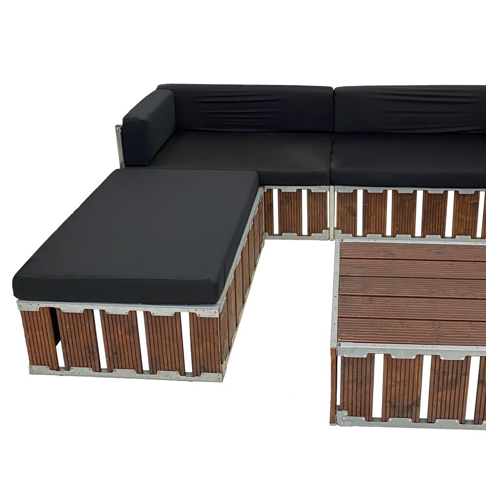 Bounge brown loungeset met kussens zwart zithoogte 45cm Bounge brown loungeset met kussens zwart zithoogte 45cm