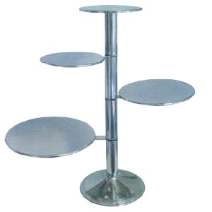 taartstandaard etagère 4 laags rvs (20-20-26-32cm) hoogte 68cm