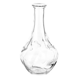 vaasje klein rustiek helder glas 9cm rond, hoogte 17cm