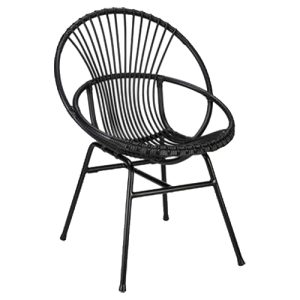 terrasstoel rotan zwart zithoogte 45cm
