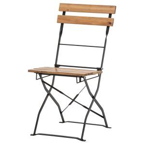 bistro chair / klapstoel hout, zwart stalen frame, zithoogte 44cm