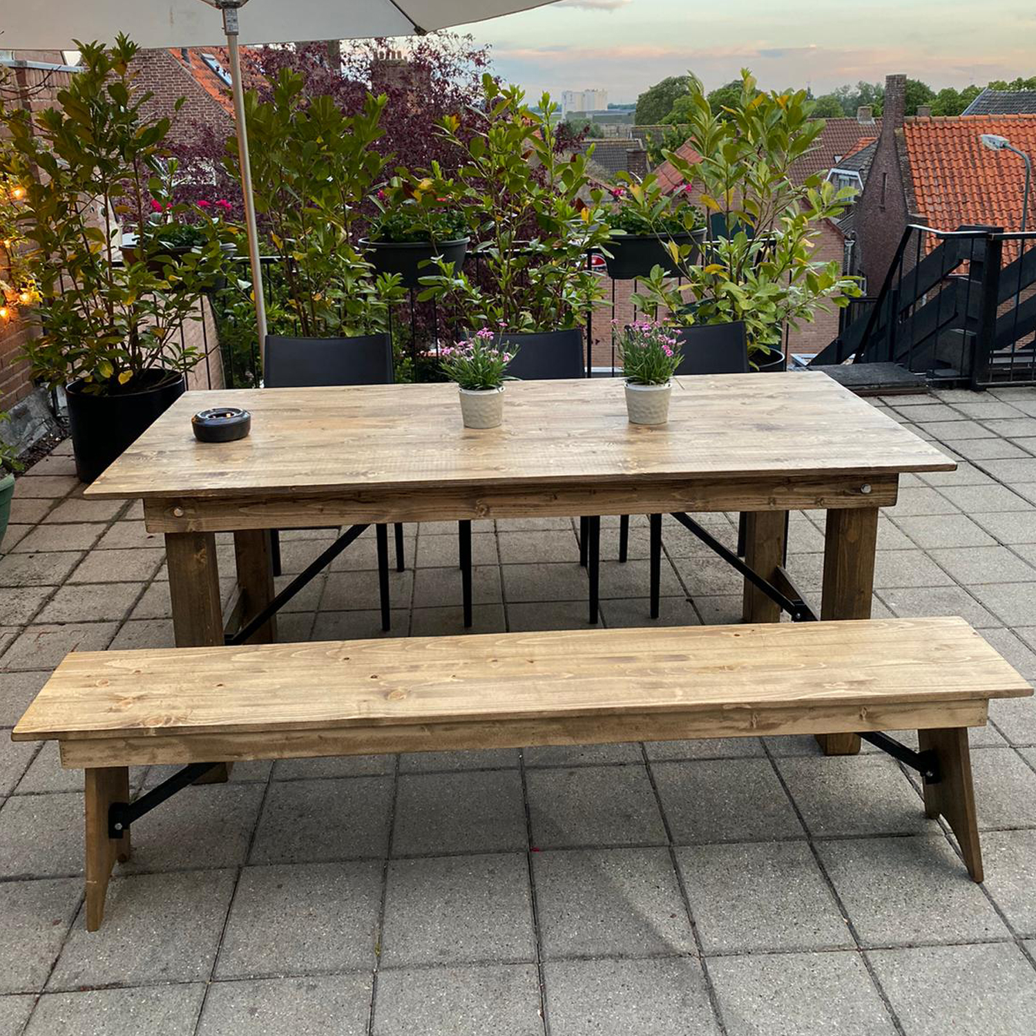 tafel Woody brown opklapbaar 190x90cm, hoogte 77cm tafel Woody brown opklapbaar 190x90cm, hoogte 77cm