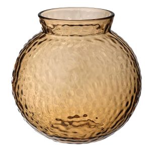 bolvaasje klein bruin glas 11cm rond, hoogte 11cm