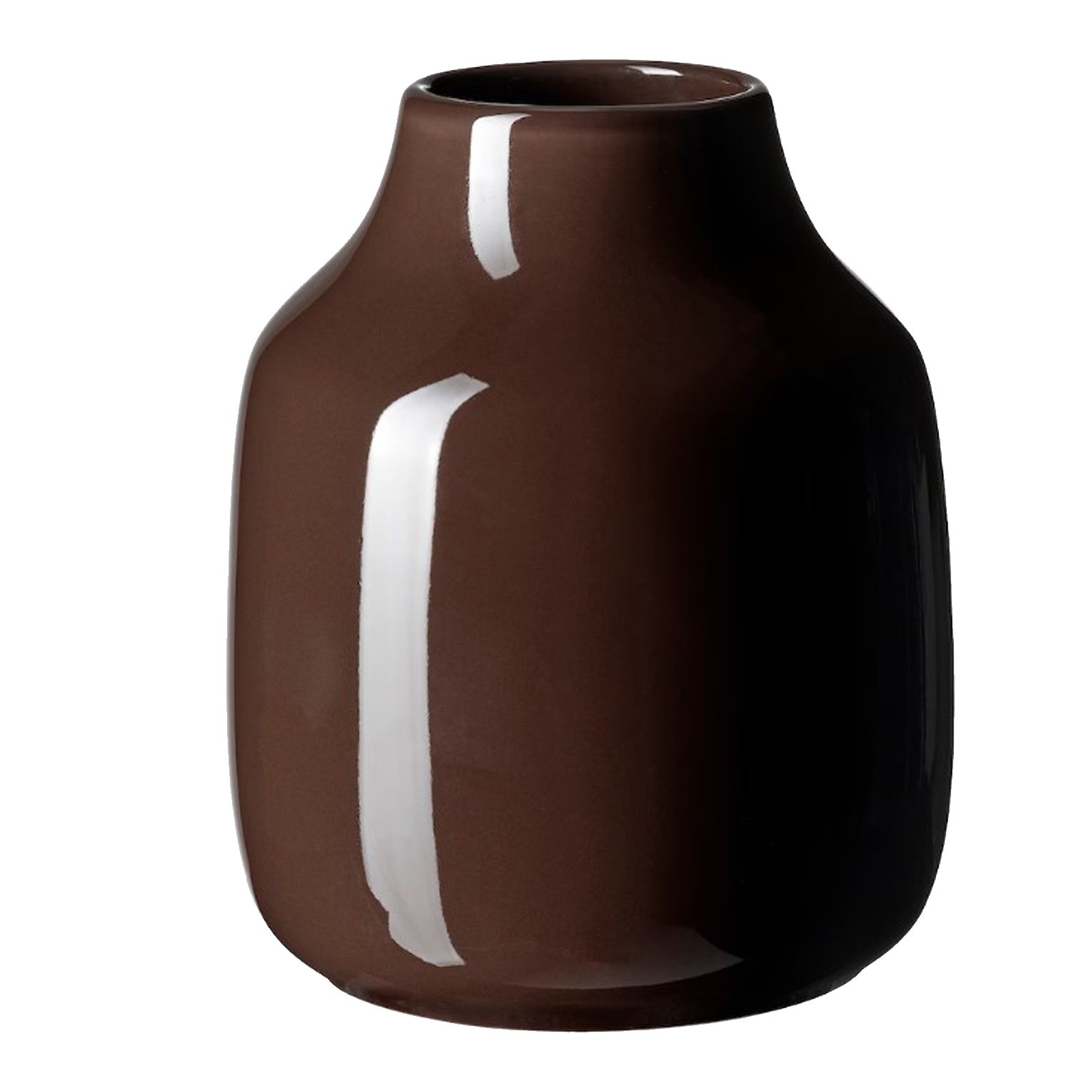 vaasje klein bruin rond 7cm, hoogte 11cm vaasje klein bruin rond 7cm, hoogte 11cm