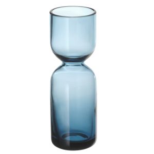 vaasje klein blauw glas 4cm rond, hoogte 13cm