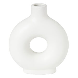 donut vaas klein wit 14x5cm, hoogte 17cm