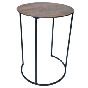 statafel Cira rust black, bovenblad rond 80cm roest, hoogte 110cm