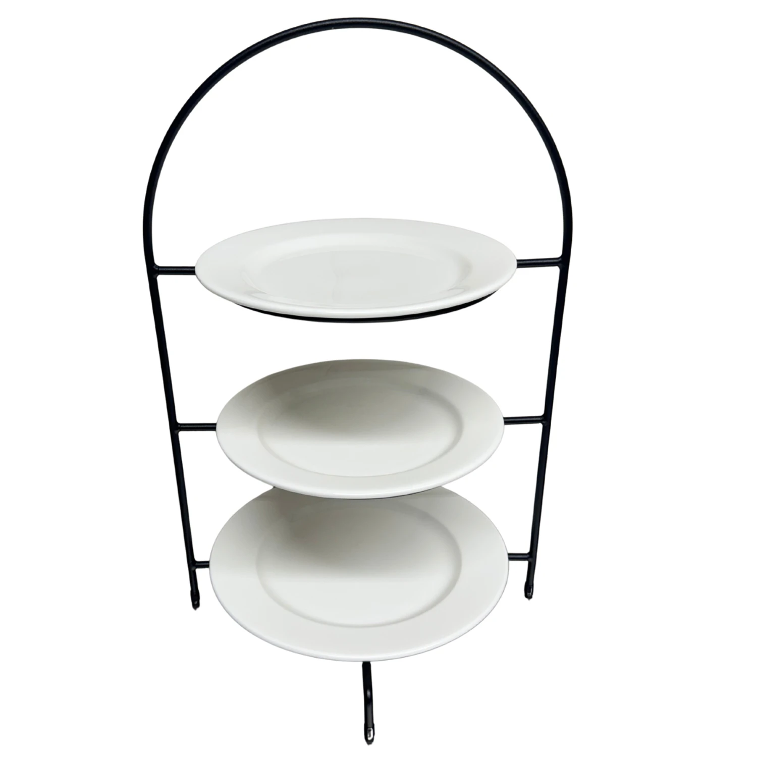 etagère 3 laags / serveerstandaard zwart inclusief 3 borden Pure wit (21-21-24cm) etagère 3 laags / serveerstandaard zwart inclusief 3 borden Pure wit (21-21-24cm)