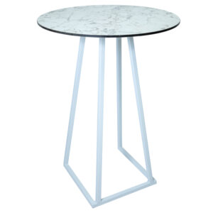 statafel Delta marble white, bovenblad rond 80cm marmer, hoogte 110cm