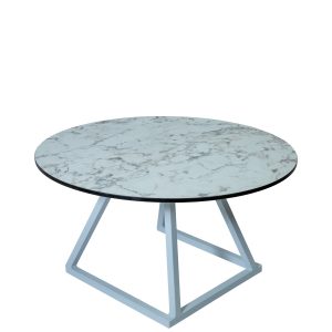 salontafel Delta marble white, bovenblad rond 80cm marmer, hoogte 45cm