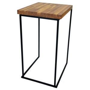statafel Bloc black oak, bovenblad hout 60x70cm, onderstel zwart hoogte 110cm