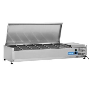 opzetkoelvitrine 6 x 1/3x150 gastronorm 140x40x28cm(bxdxh) 230V 160W exclusief gastronormbak