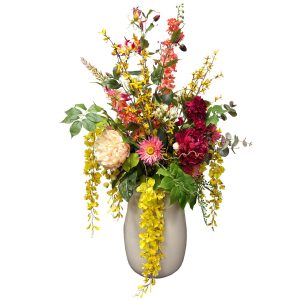 boeket bloemen in vaas groot Ivory rond 32cm, hoogte 45cm (kunst)