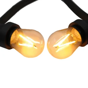 prikkabel 10mtr met 15 led gloeidraad (filament) lampen 3W warm wit 230V 45W
