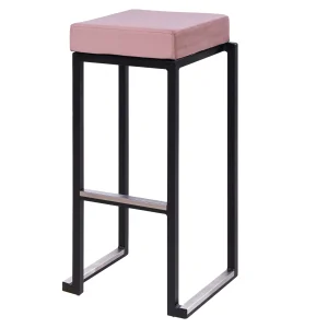 kruk Bloc black zitting velvet dusky pink, zithoogte 79cm